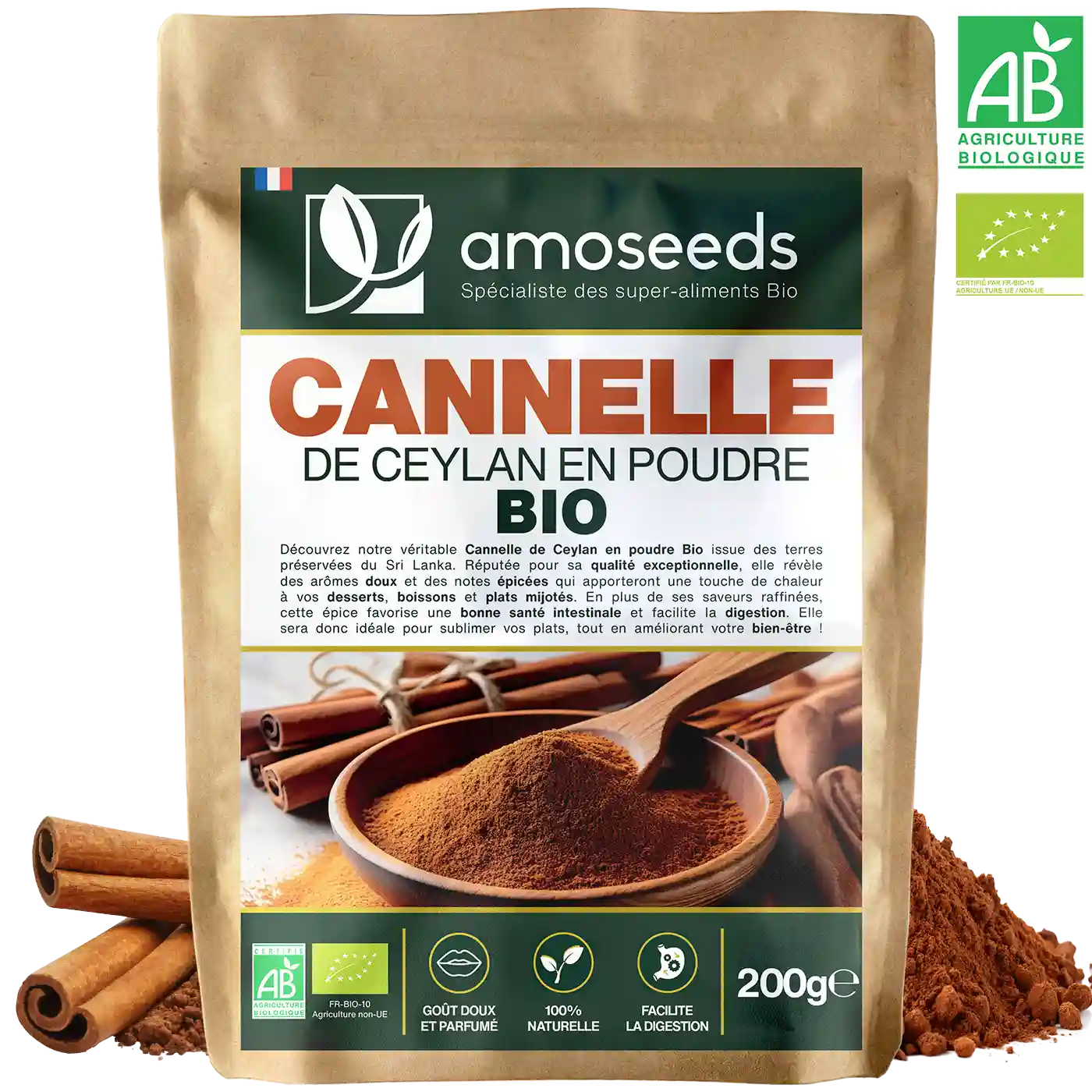 Cannelle de Ceylan en poudre Bio 200G