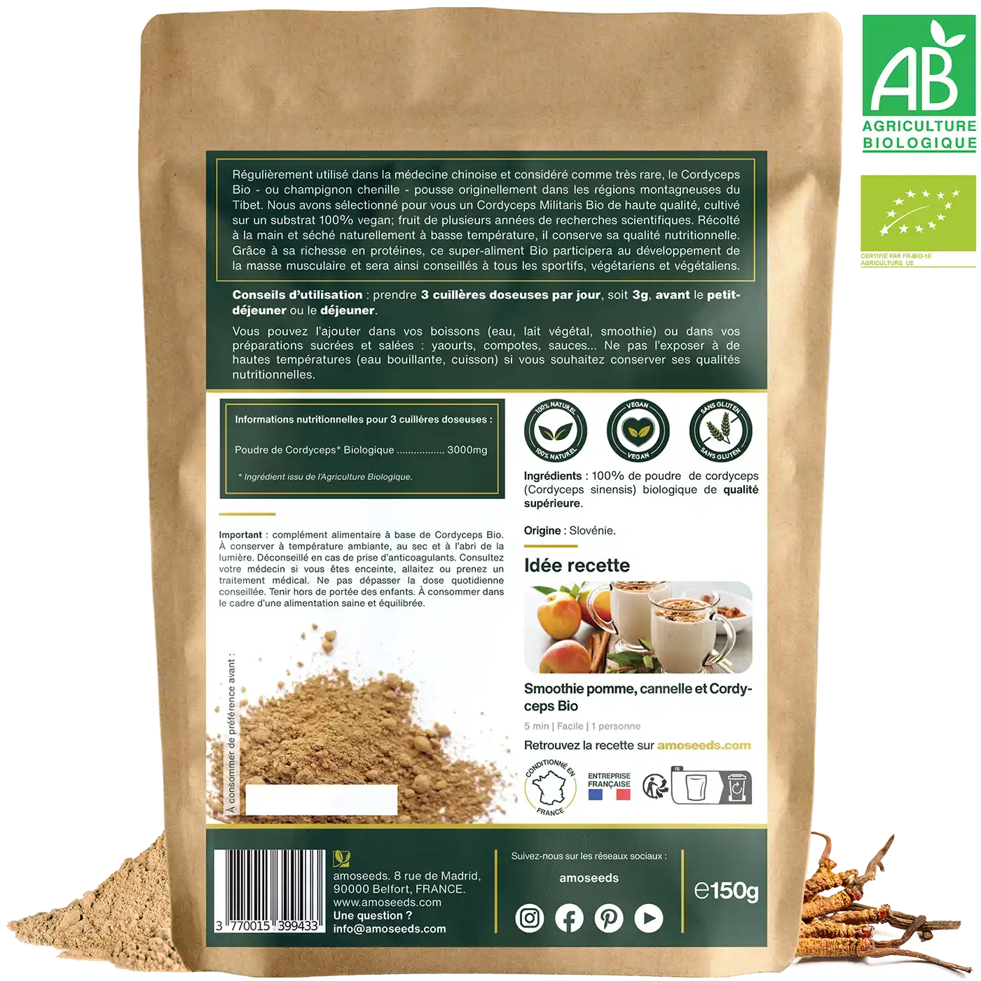 Cordyceps en poudre Bio 150g - Image 5