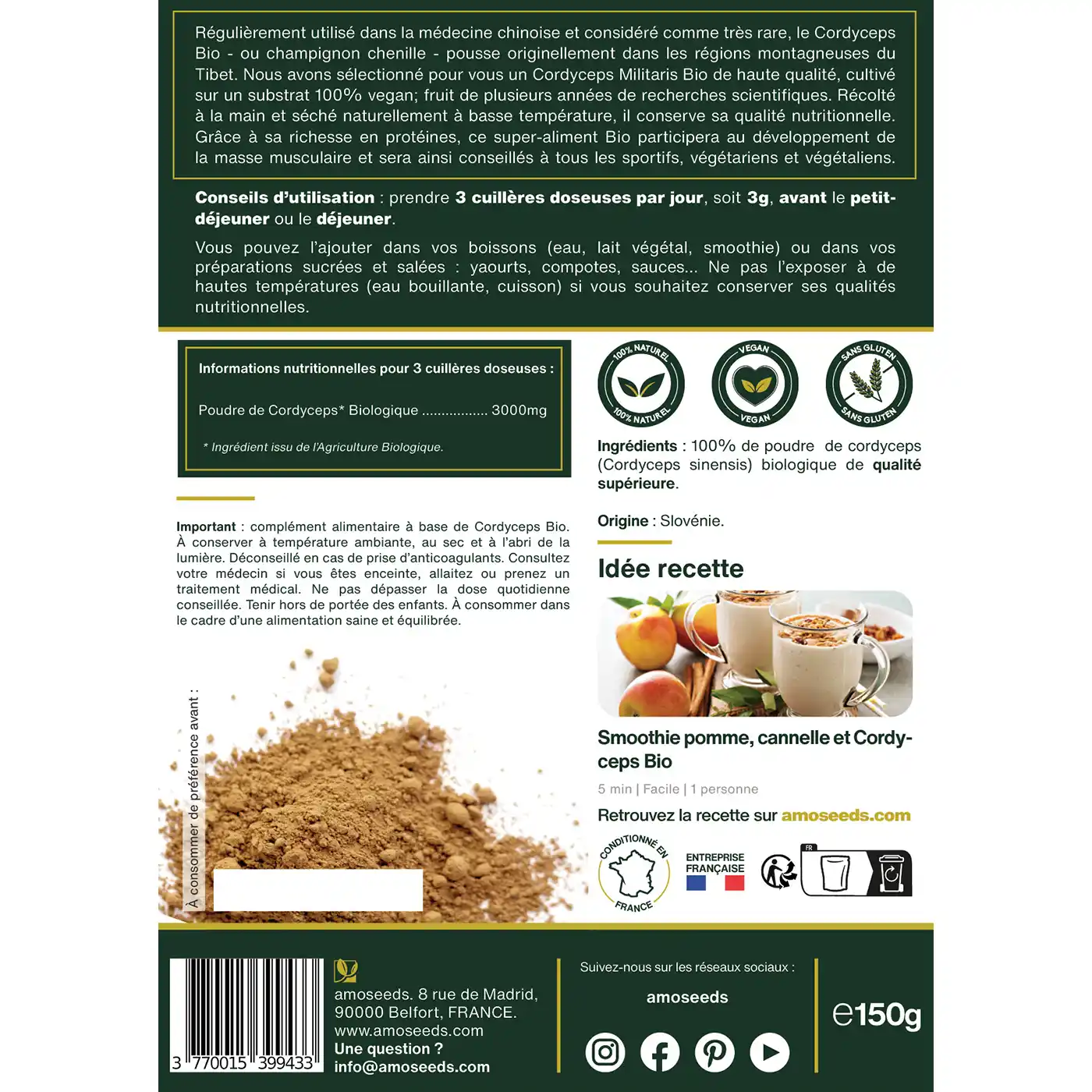 Cordyceps en poudre Bio 150g - Image 8