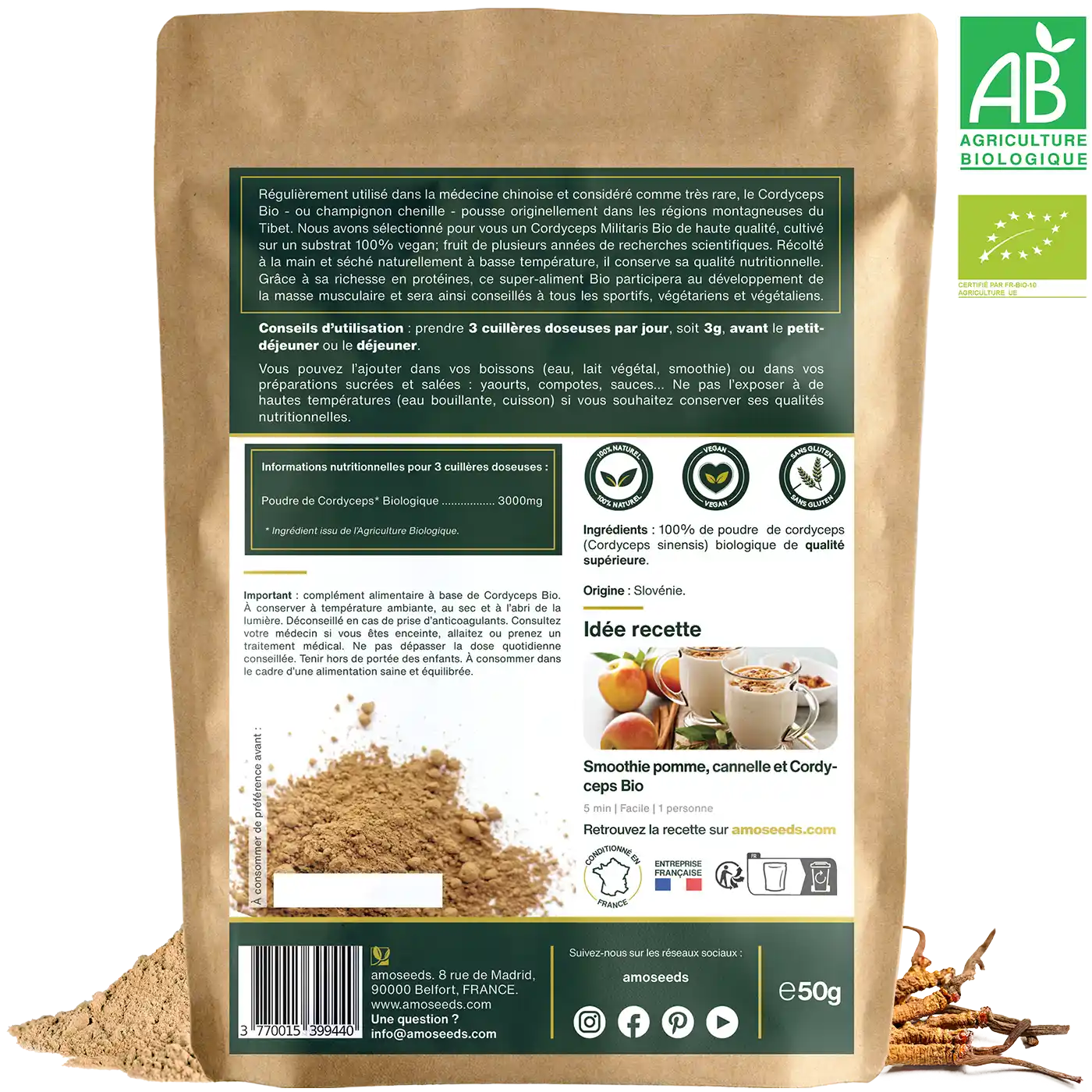 Cordyceps en poudre Bio 50g - Image 5