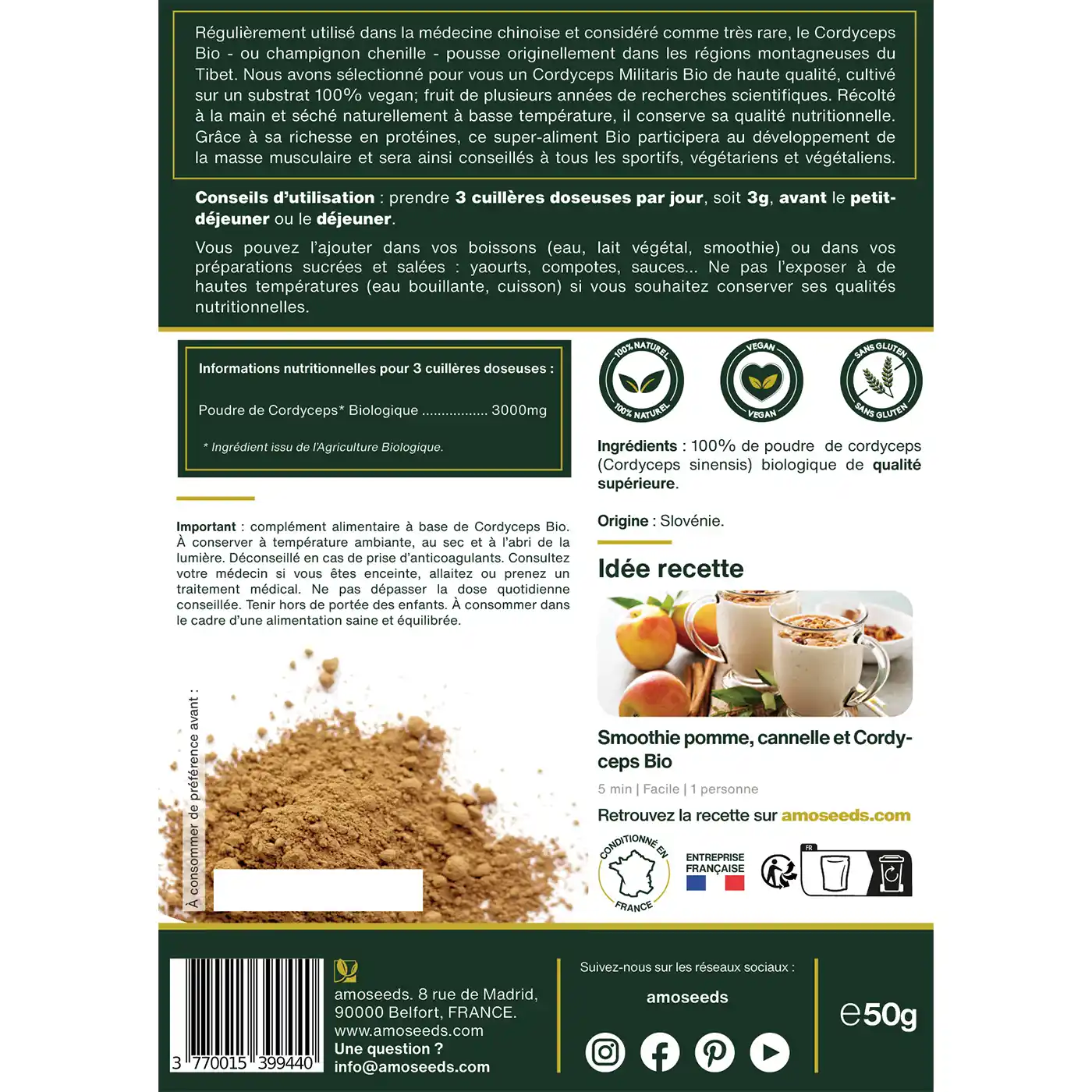 Cordyceps en poudre Bio 50g - Image 8