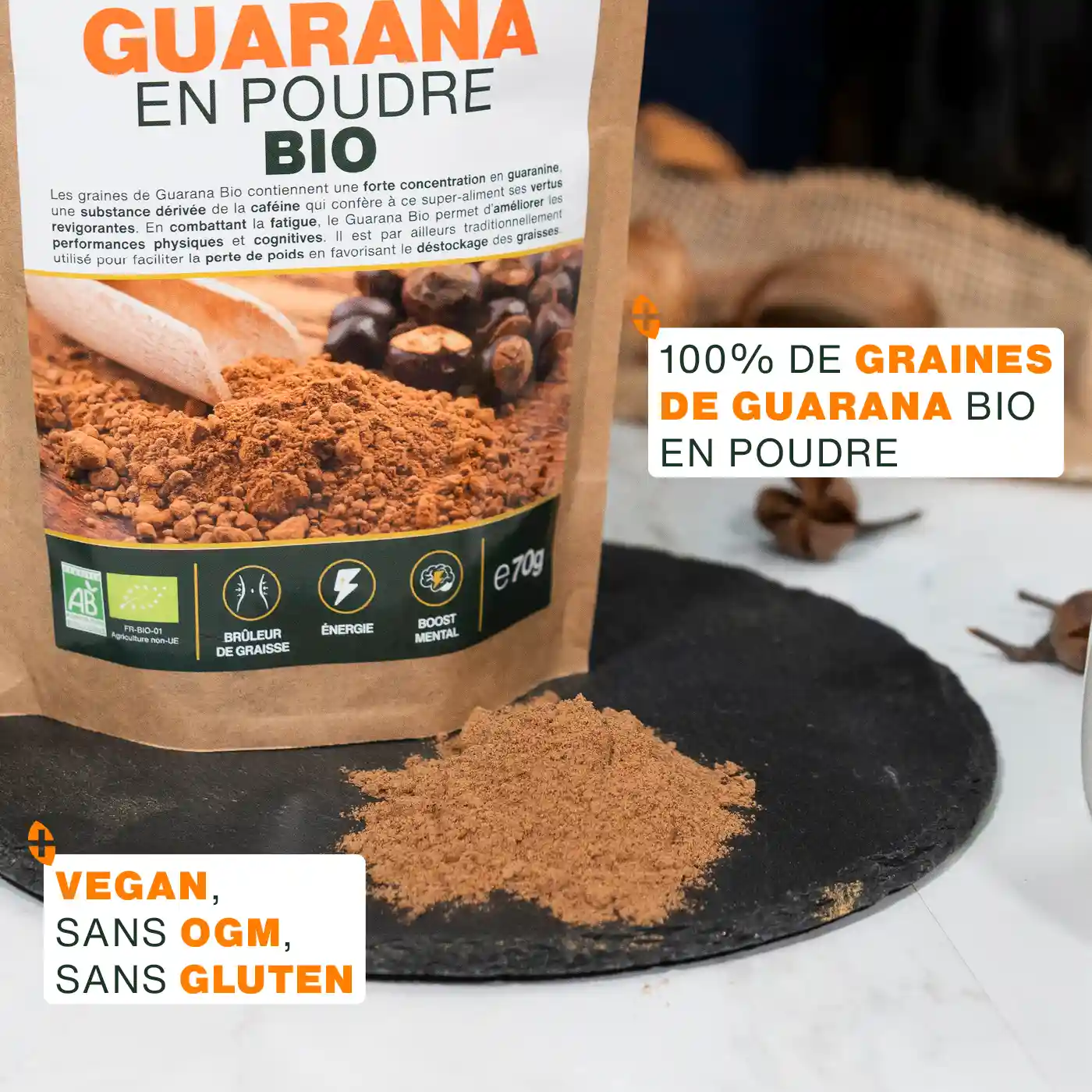 Guarana en poudre Bio 70g - Image 3