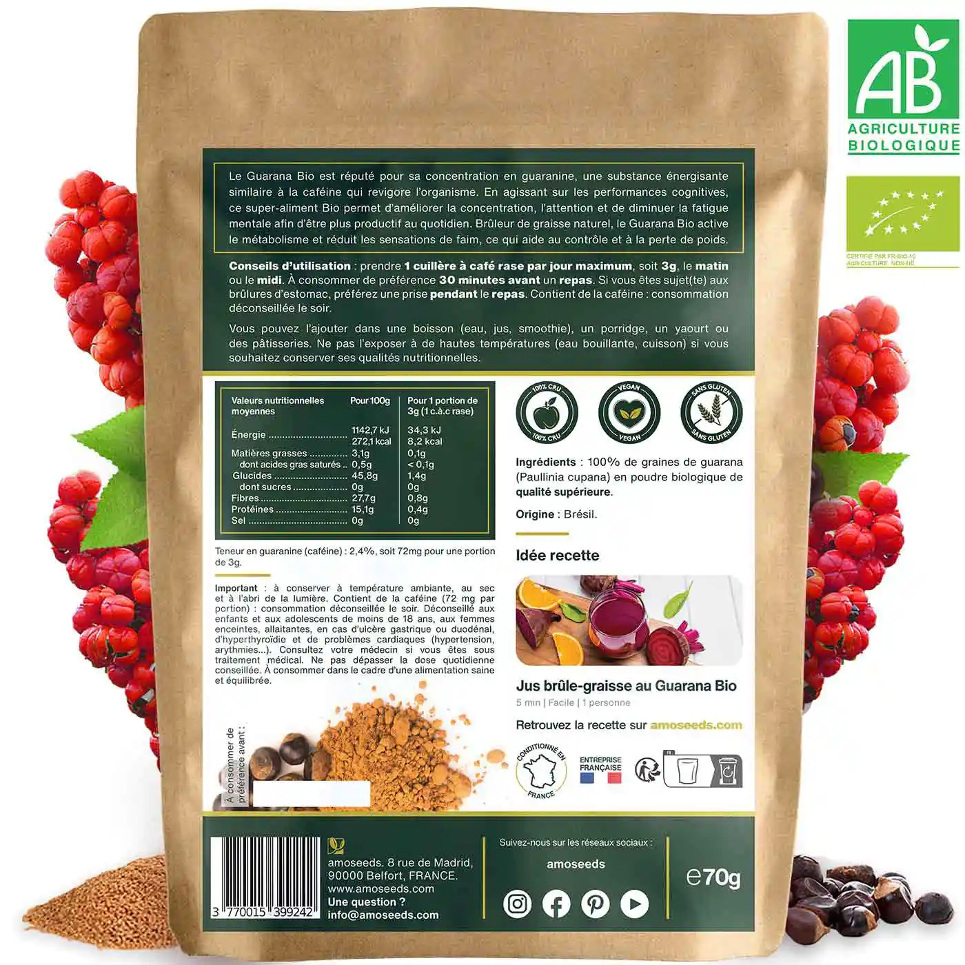 Guarana en poudre Bio 70g - Image 6