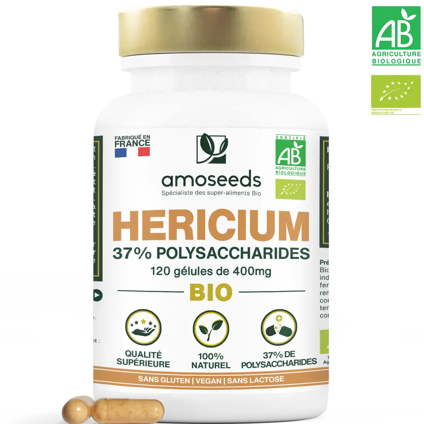 Hericium Bio, 37% Polysaccharides | 120 gélules
