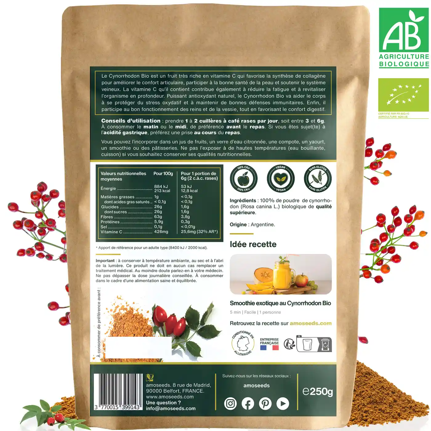 Cynorrhodon en poudre Bio 250g - Image 6