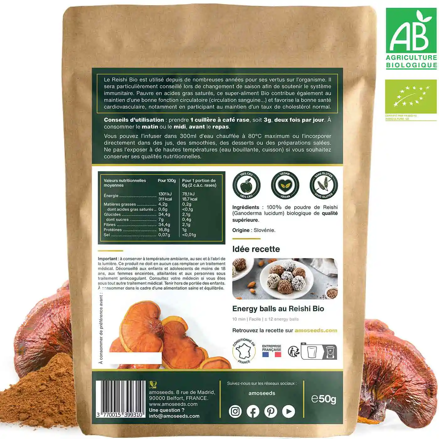 Reishi en poudre Bio 50g - Image 5