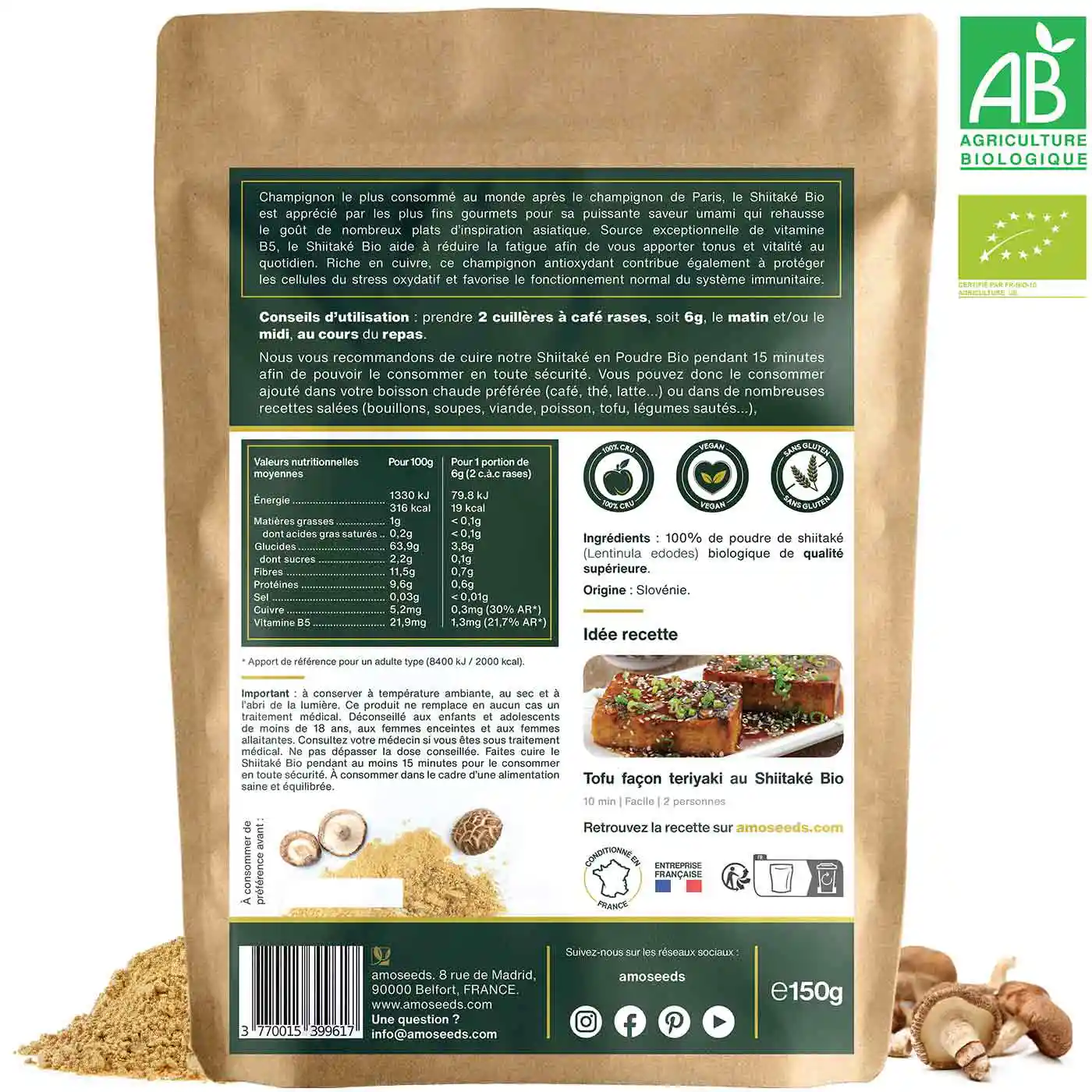 Shiitaké en poudre Bio 150g - Image 5