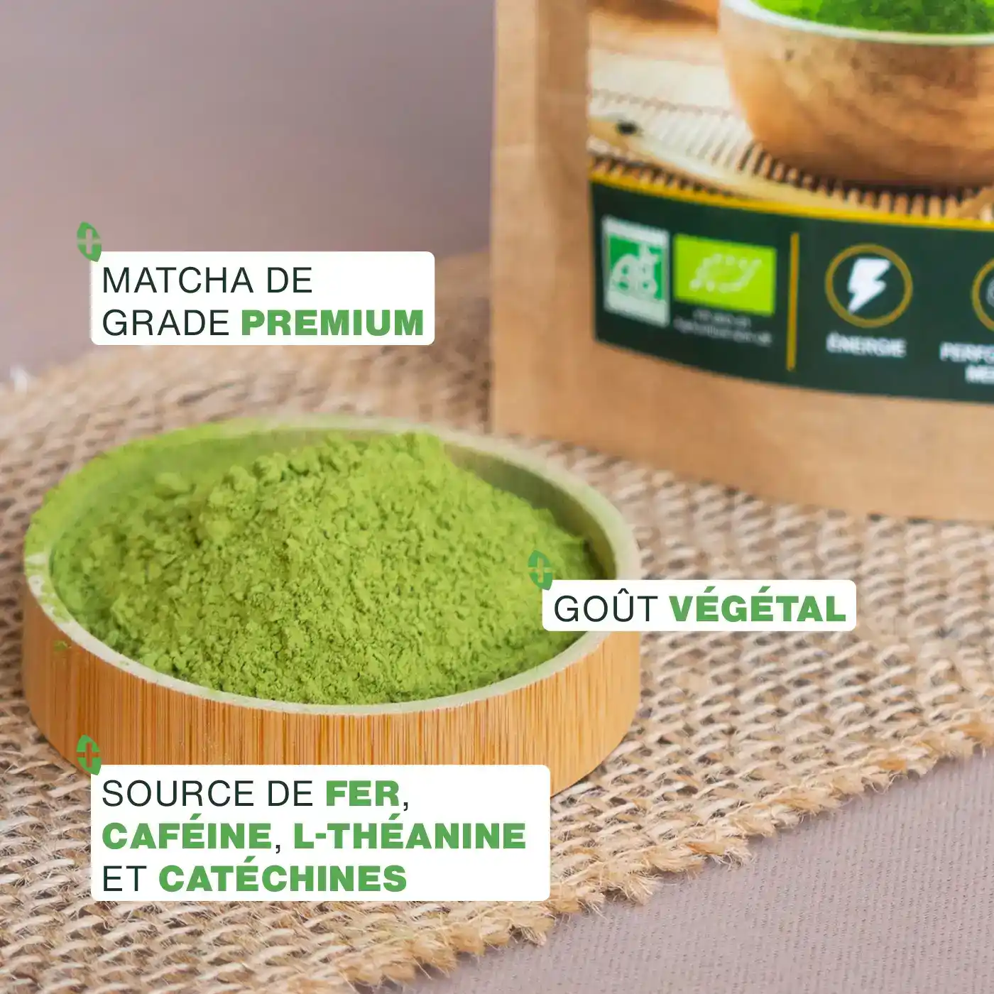 Thé Matcha Premium japonais en poudre Bio 70g - Image 3